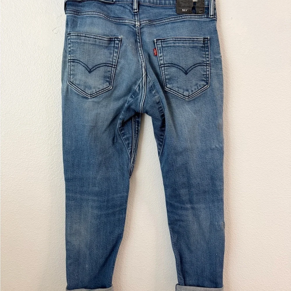 Levi's 511 Men's Jeans Sz 32 Slim Fit Zipper Fly Denim Blue Vintage Distressed